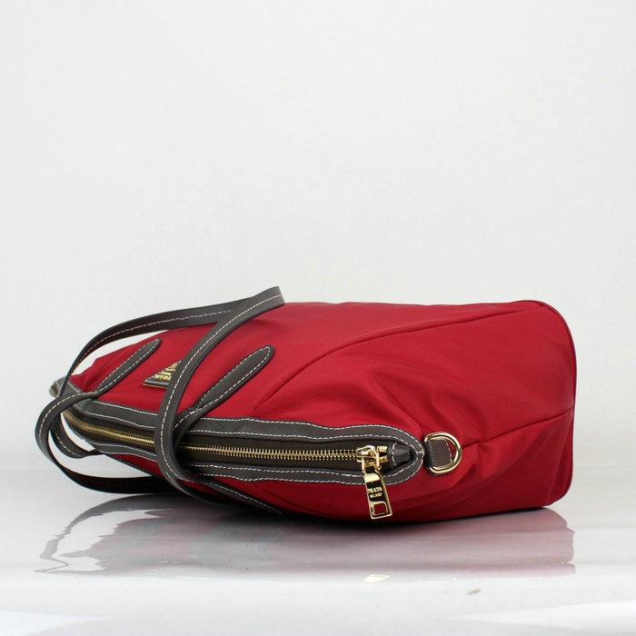 2014 Prada canvas shoulder handbag BR4664 red - Click Image to Close